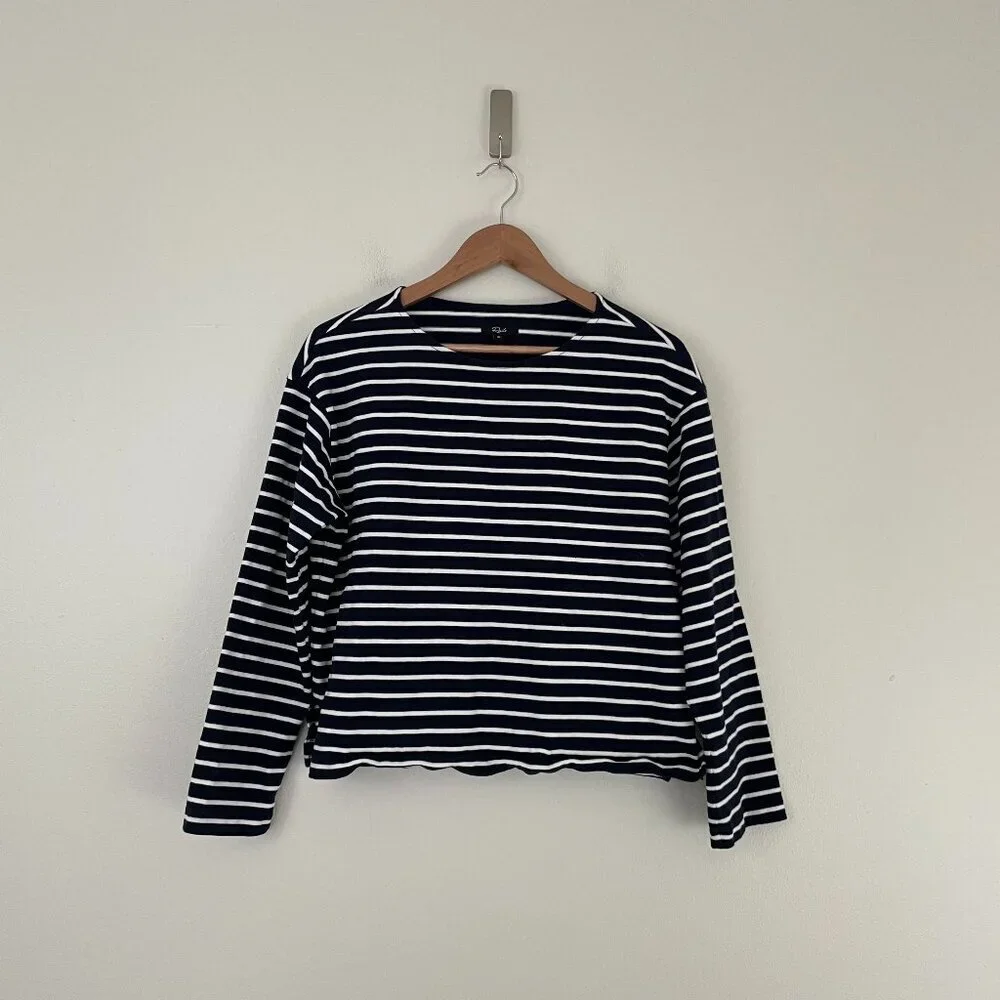Rails Macy Cotton Long Sleeve Top in Nautical Stripe Size Medium